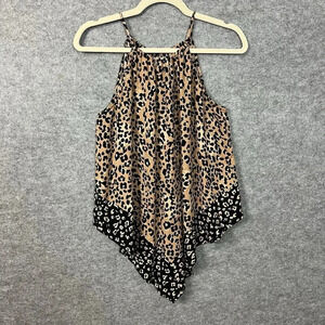 Maurices Animal Print High Neck Tank Womens L‎ Handkerchief Hem